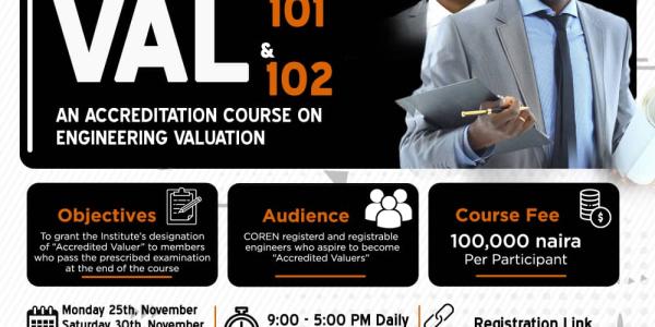 VAL 101 & 102 ACCREDITATION COURSE ON ENGINEERING VALUATION Photo